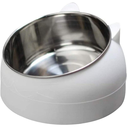 200ML Stainless Steel Cat Bowl Cat Water Bowl Multifunction Food and Water Bowl White