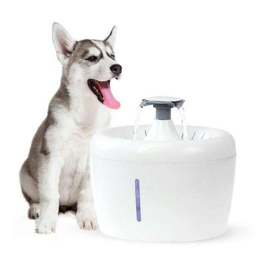 Monly - Cat Water Fountain, 2.5L Cat Fountain, Cat Dog Water Dispenser with Activated Carbon Filter, Quiet Fountain with Stainless Steel Tray, led