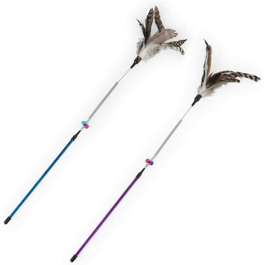 Cat Toy (2 Pieces) With Feather Needle And Exercise Stick For Pet Cats And Kittens With Bell