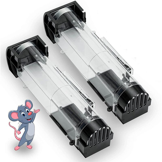 Humane Mouse Trap 2 Pack - Large Size - Rat Friendly - High Sensitivity - Fast Catch - Does Not Kill Mice - Pet & Kid Friendly - Black