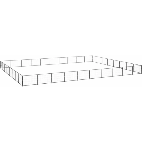 Dog Kennel Black 80 m² Steel vidaXL - Black
