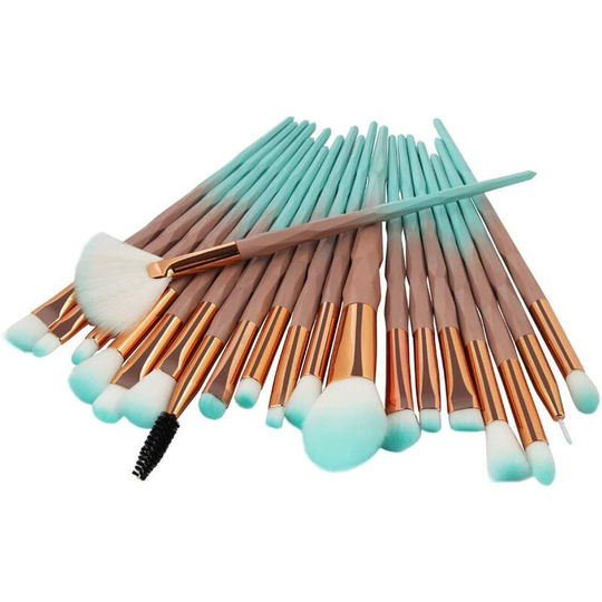 Makeup Brushes, 20pcs Brush Set for Blending Powder Foundation Concealer Blush Highlighter Eye Shadow Brush Kit (Green)