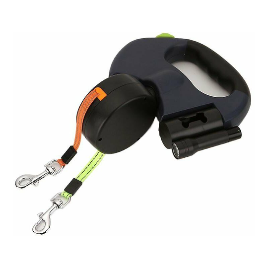 Pet Leash Dog Double Head Rope One Drag Two Pet Dog With Dog Leash Black