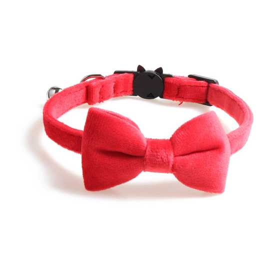 6 Pieces Breakaway Cat Collar with Bow Tie and Bell Adjustable Solid Color Pet Collar Kitty Collars Comfortable Velvet Cat Collar with Cute Safety