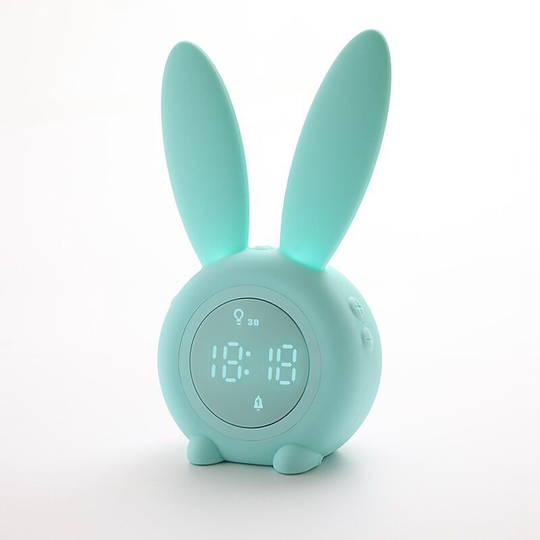 Perle Raregb - Kids Alarm Clock, Cute Rabbit Shaped Induction Morning Alarm Clock Light Up Alarm Clock for Kids Snooze Function 6 Loud Sounds Timed