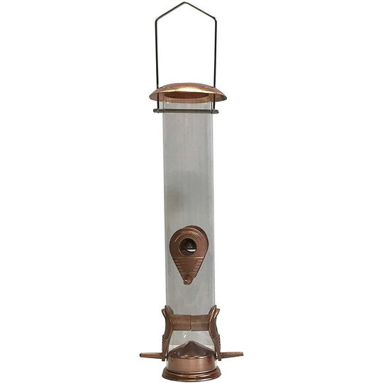 Copper Style Hanging Bird Seed Feeder with 4 Feeding Ports