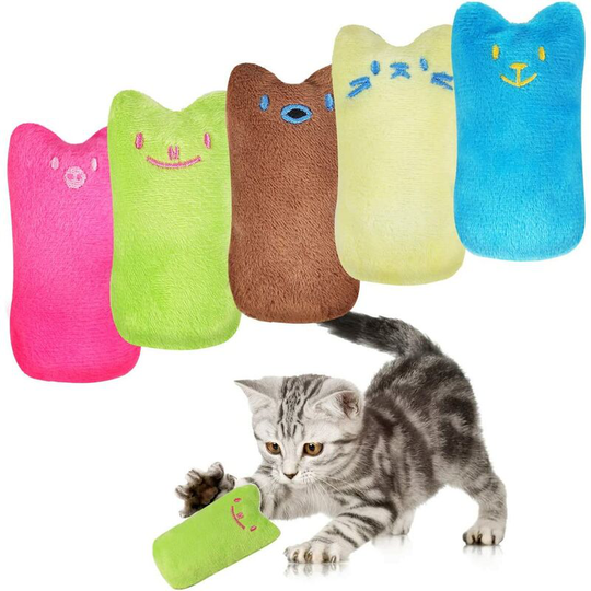 10 Pcs Cute Plush Catnip Toys, Cat Pillows with Catnip, Cat Chewing Teeth Cleaning Toys, Catnip Cushion for Cats, Cat Mint Scratching Toys