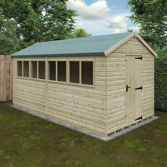 14x8w Pressure Treated Tanalised Shiplap Timber Apex Premier Shed