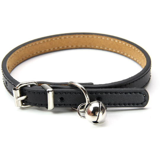 Leather necklace for cats and puppies, adjustable 20cm-27cm cm-black