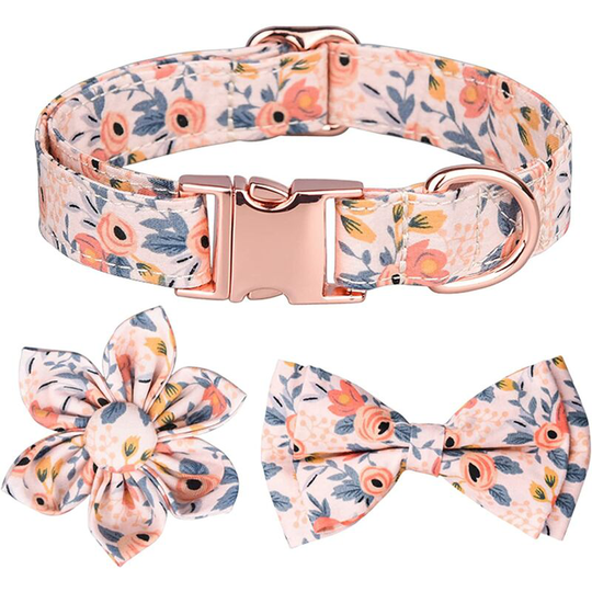 Dog Collar, Adjustable Dog Collars with Metal Quick Release Buckle, Daisy Tie & Bow tie Collar Dogs Collars (Orange m 31-50CM)