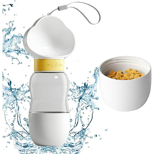 Osqi - Travel Dog Water Bottle, Dog Water Dispenser Water Bottle Dog Walk, 350ml+200ml Portable Water and Food Bottle for Dogs Pets Hiking Camping