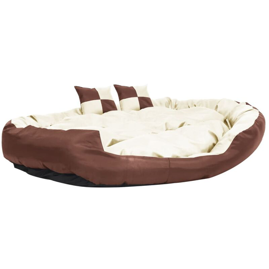 Reversible & Washable Dog Cushion Brown and Cream 150x120x25 cm Vidaxl Brown