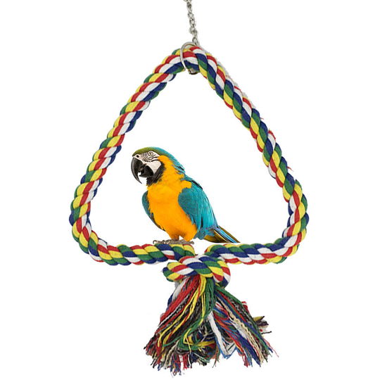 Bird Rope Swing Toy Climbing Rope Thickening Bars for Bird Cage Garden and Window with Play Rings Climbing Rings, Triangle