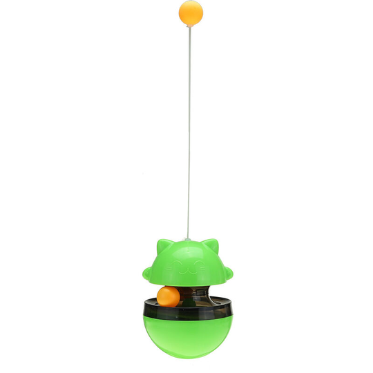 Cat Leaking Food Ball with Teasing Wand Pet Slow Food Green