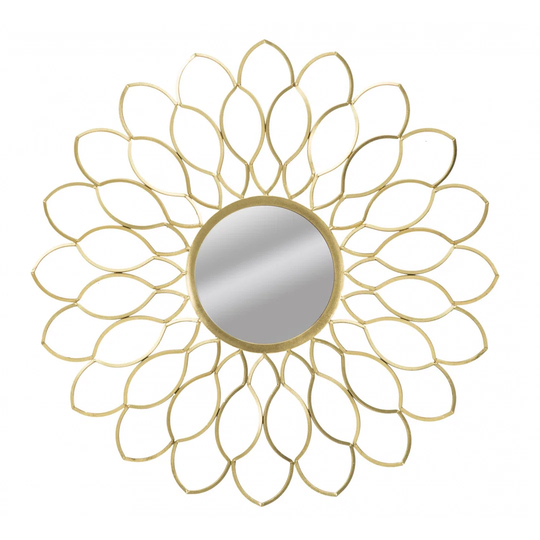 Antibes Round Metal Framed Wall Mounted Accent Mirror in Gold