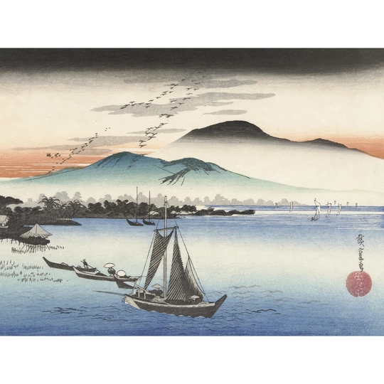 Perching Geese at Katata Landscape Japan by Hiroshige - Unframed Painting