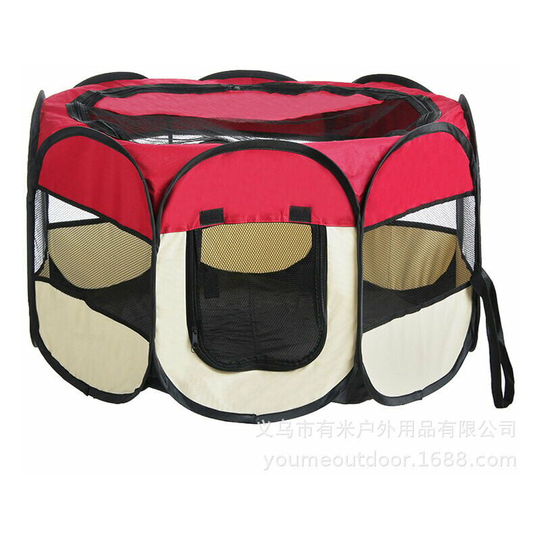 Qersta - Oxford Collapsible Enclosure Large Playpen for Dogs, Puppies, Cats, Rabbits, Guinea Pigs Indoors or Outdoors - 125x125x64cm - Pink - Pink