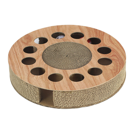 Multifunctional Interactive Cat Game - Scratching Post with Bell Balls - 33 x 33 x 6 cm