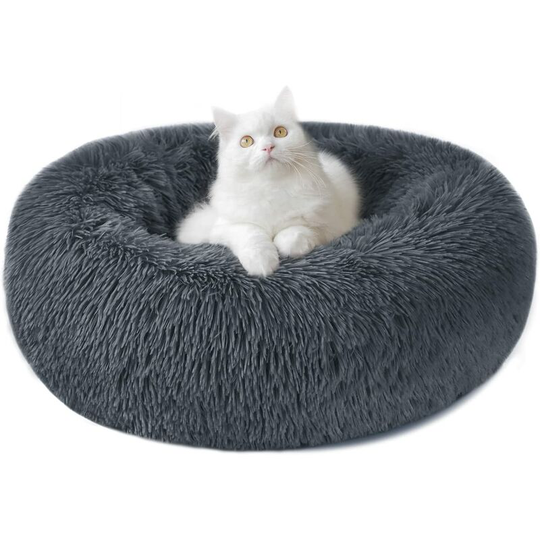 Solving bed for dogs and washable cats - Round Faudes Fur Bed For Small Dogs of Medium Size - 19.7/23.6/27.6/31.15 Comfortable and fluffy anti -plush