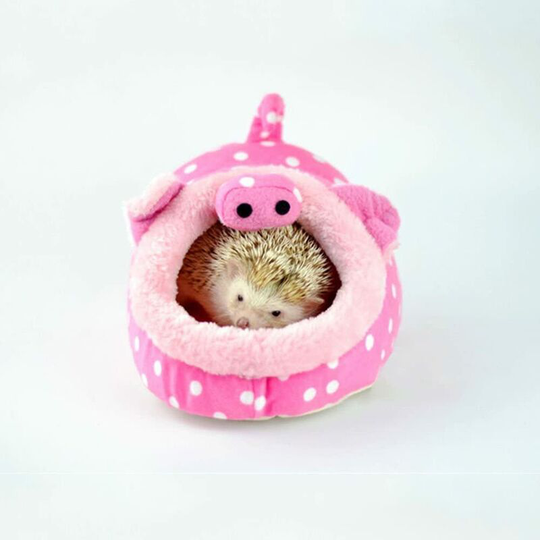 Soft Plush Pet Cave Pet Bed with Removable Pad for Hamster Hedgehog Guinea Pig Baby Cat (Pig, l)