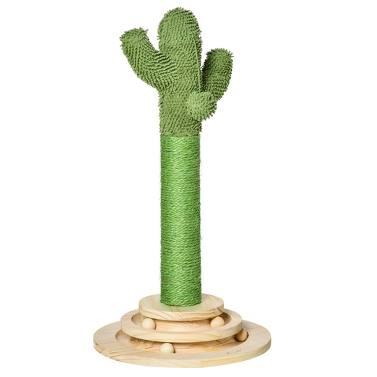PawHut Cat Tree Cactus Sisal Scratching Post Interactive Fun Roller