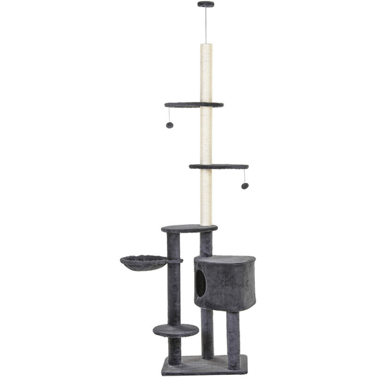 5-Tier Grey Sisal Multi-Level Cat Tree Tower with Scratching Posts - Dark Grey - Pawhut