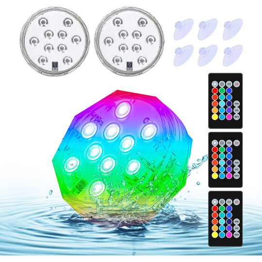 Asupermall - 3PCS Submersible led Lights with Remotes rgb 15 Colors Waterproof Pond Lights Underwater Lights for Swimming Pool Hot Tub Party Vase