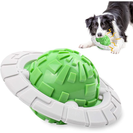 Indestructible Dog Chew Toy, Squeaky Dog Toy Sound Ball, Interactive Dog Toy Suitable for Small Sized Dogs (Green)