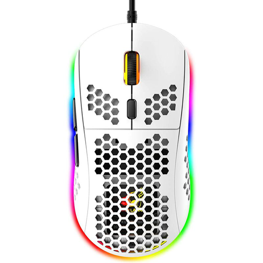 Light Weight Honeycomb rgb Gaming Mouse, 6 Programmable Buttons, 6 rgb Backlight Modes and 6400 dpi, Wired usb, Plug & Play, Compatible with Windows,