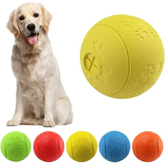 Denuotop - Dog Toy Ball Dog Treat Ball Toy, Bite Resistant Rubber Food Ball for Pet Dogs Pet Exercise Game iq Training Ball - Yellow
