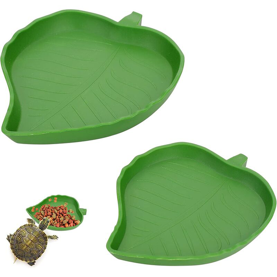 Leaf and reptile food water bowl, 2 reptile turtle food bowls, water bowls for lizards, hamsters, snakes, 2 sizes