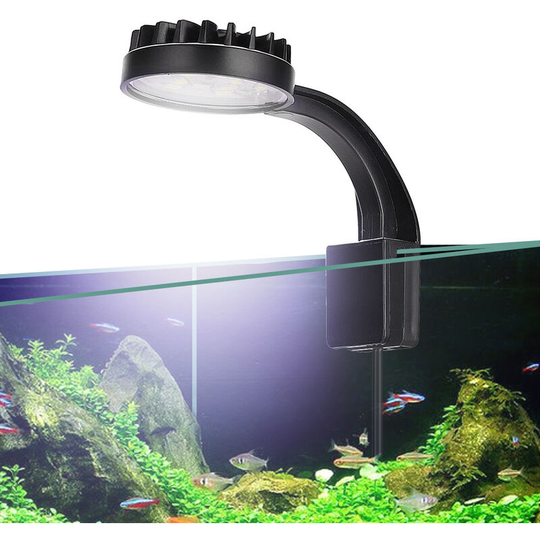 Small Aquarium Clip-On Lamp Blue White LED Lighting USB Mini Aquascape High Brightness Light (Black - 220V)