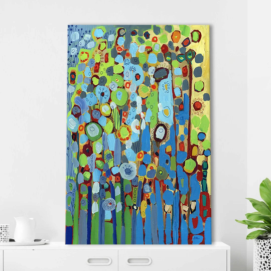 Growing in Blue by Jennifer Lommers - Wrapped Canvas Painting Print