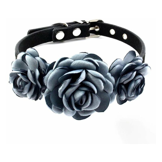 Classic Pet Collars Flower Dog Cat Collar - Pet Grooming Collar with Puppy Wedding Party Cat Costume Outfits Adjustable Collar (Blue Gray s)
