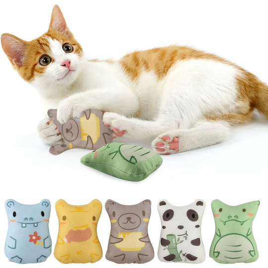 5 Pieces Catnip Plush Toy Catnip Toy Cat Chew Plush Toy Set Indoor Cat Toy Teeth Are Clean and Bite Resistant (b)