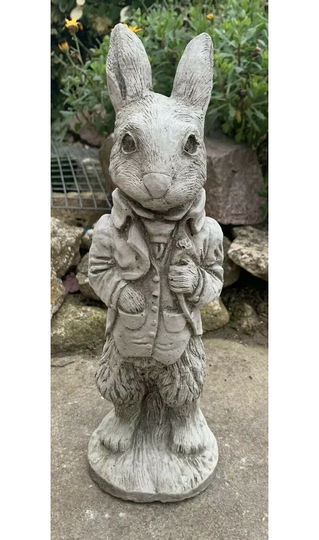 Rudnick Stone Garden Peter Rabbit Hand Cast Stone Hare Statue Ornament