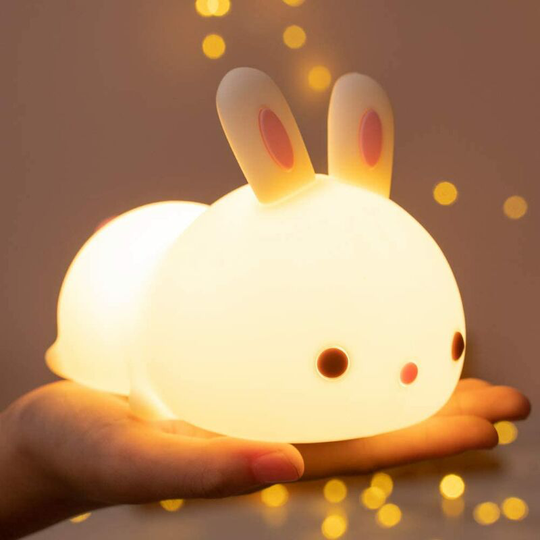 Kids Night Light, Baby Night Light, Rechargeable Kids Night Light, Baby LED Touch Rabbit Night Light, Portable Silicone Night Light Girl Boy Adult,