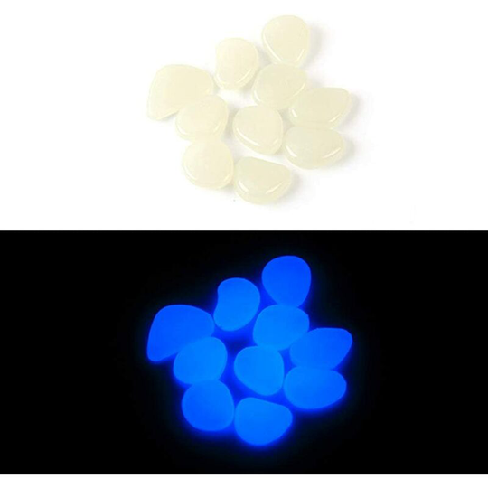 Litzee - 500 Pcs Man-made Glow Pebbles Stone Luminous Decorative Stones for Garden Walkway Yard & Fish Tank decorative stones (White)