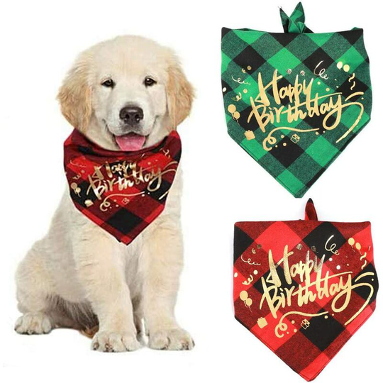 Soekavia - Triangular Dog Bandana, 2 Pieces Dog Triangular Bandana Bibs, Dog Birthday Bandana, for Dogs Cats Pets Accessories Birthday Party (Red
