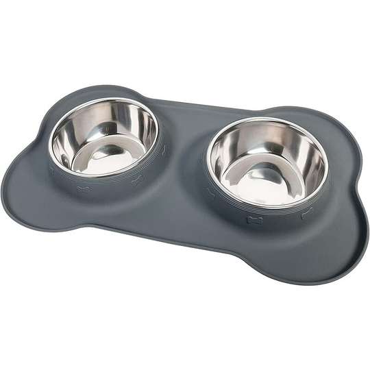 Perle Rare - Dog Food Bowls Stainless Steel Dog Food & Water Bowls, Dog Dishes Set with No Spill No Slip Silicone Mat, Small Medium Large Size Dogs