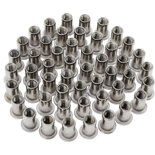 Litzee - Stainless Steel Rivet Nut Cap Tool Flat Threaded Head Rivet Nutsert Cap M6 Type 50 pcs (M6 Type Stainless Steel Rivet Nut)