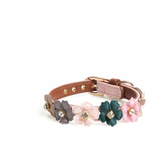 Crisis Dog Bow Tie, Pet Collar with Flower Diamonds Design Trendy Dog Cat Collar, for (Pink, 1.3 * 34cm)