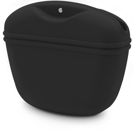 Dog Treat Bag - Silicone - With Magnetic Closure & Waist Clip - Black
