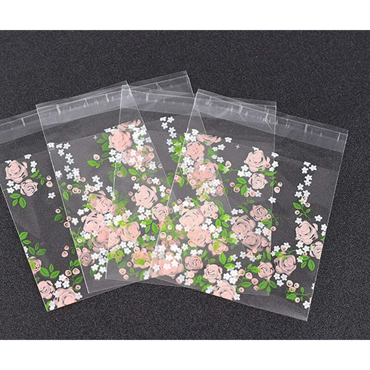 200 Pieces Self Adhesive Cookie Bags Candy Bags Party Favor Bags Treat Bags gift bag (Rose)