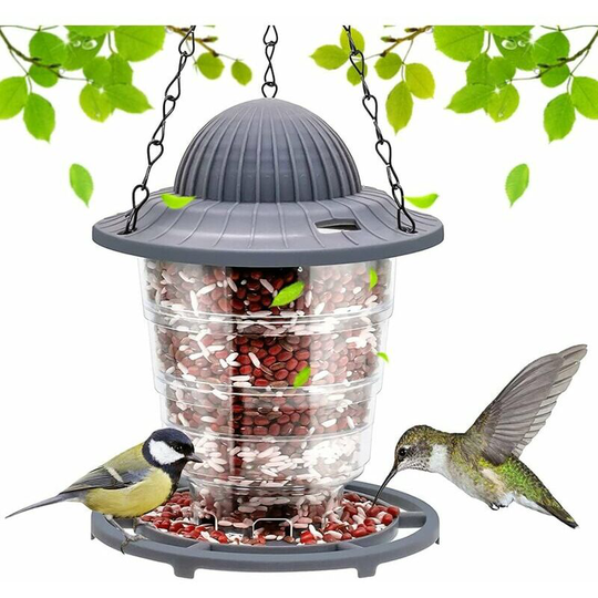 Foldable Hanging Bird Feeder Outdoor Portable Bird Feeder (Gray)