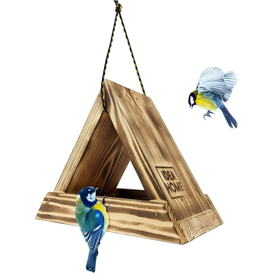 Mini Wooden Bird Feeder House on a Chain Bird House Hanging Feeding Station for Year-Round Wild Birds Feeding