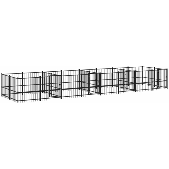 Outdoor Dog Kennel Steel 15.02 m² Vidaxl Black