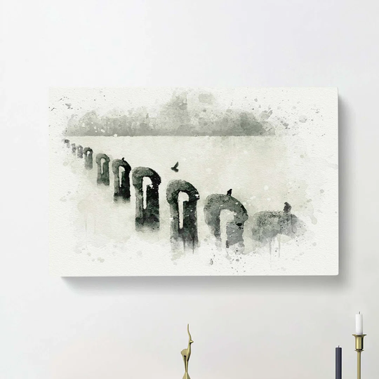 Perched Pigeons in Abstract - Wrapped Canvas Graphic Art Print