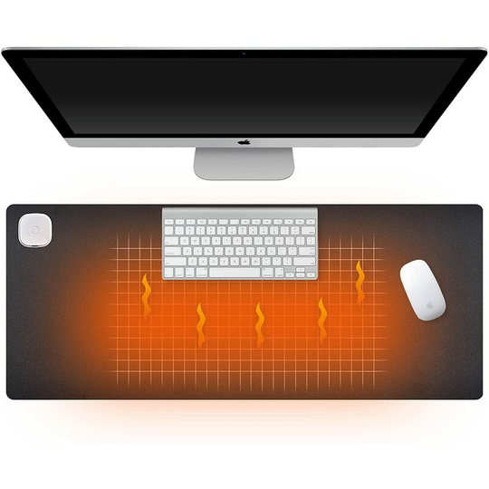 Warm Desk Mat, Large pu Heated Keyboard Pad, Heated Office Hand Pad, 3-Speed Heated Touch Control, Gaming Mouse Pad 31 x 13, Winter Office