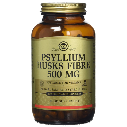 Solgar Psyllium Husks Fiber 500 mg Vegetable Capsules - 200 Vegicaps